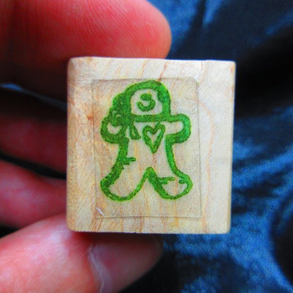 Gingerbread Person Rubber Wood Mounted Stamp 1" X 1" - Picture 1 of 3